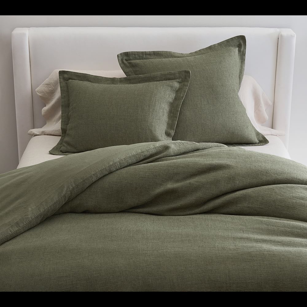 Pottery Barn European Flax Linen Waffle Duvet Cover/Shams